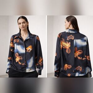 Nwt Pichazi Abstract Print Blouse Made in Italy Top Space Tie Art Dye Print